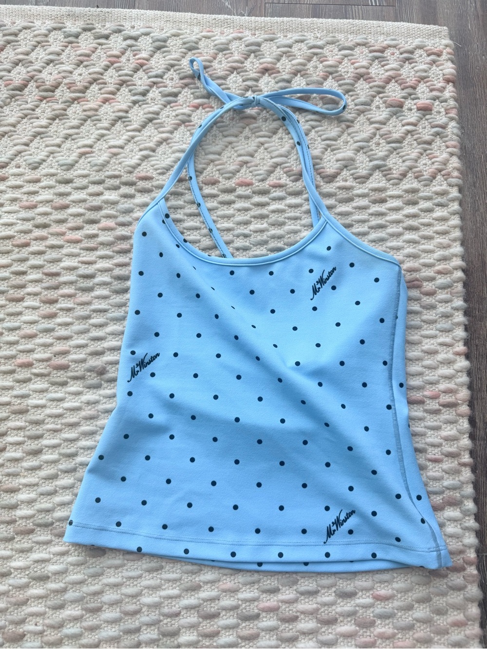 Mr. Winston Blue Polka Dot Halter Tank Top